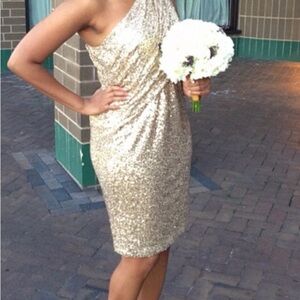 Calvin Klein one shoulder sequin dress